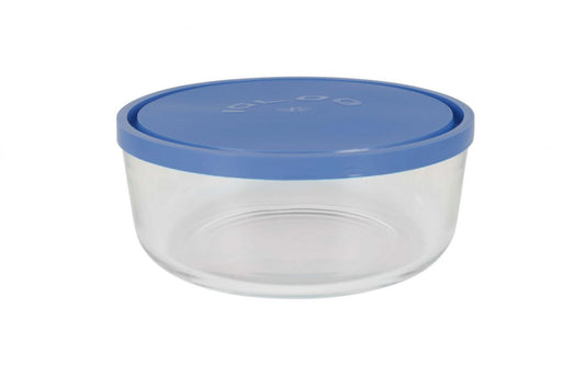 Borgonovo Igloo Round glass container blue Lid 800ml / 15x6cm