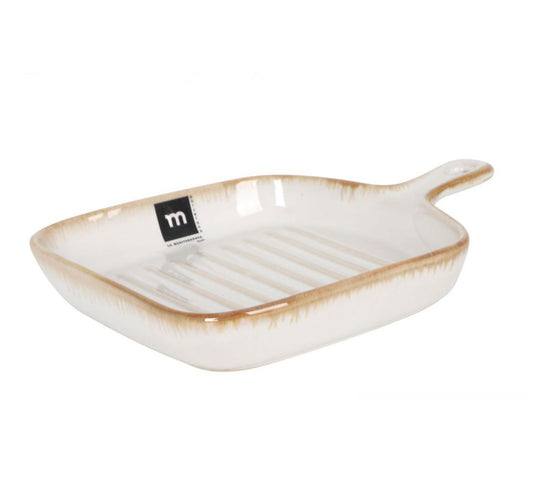 Milky Cream Square dish With Handle 21.5x15.2cm