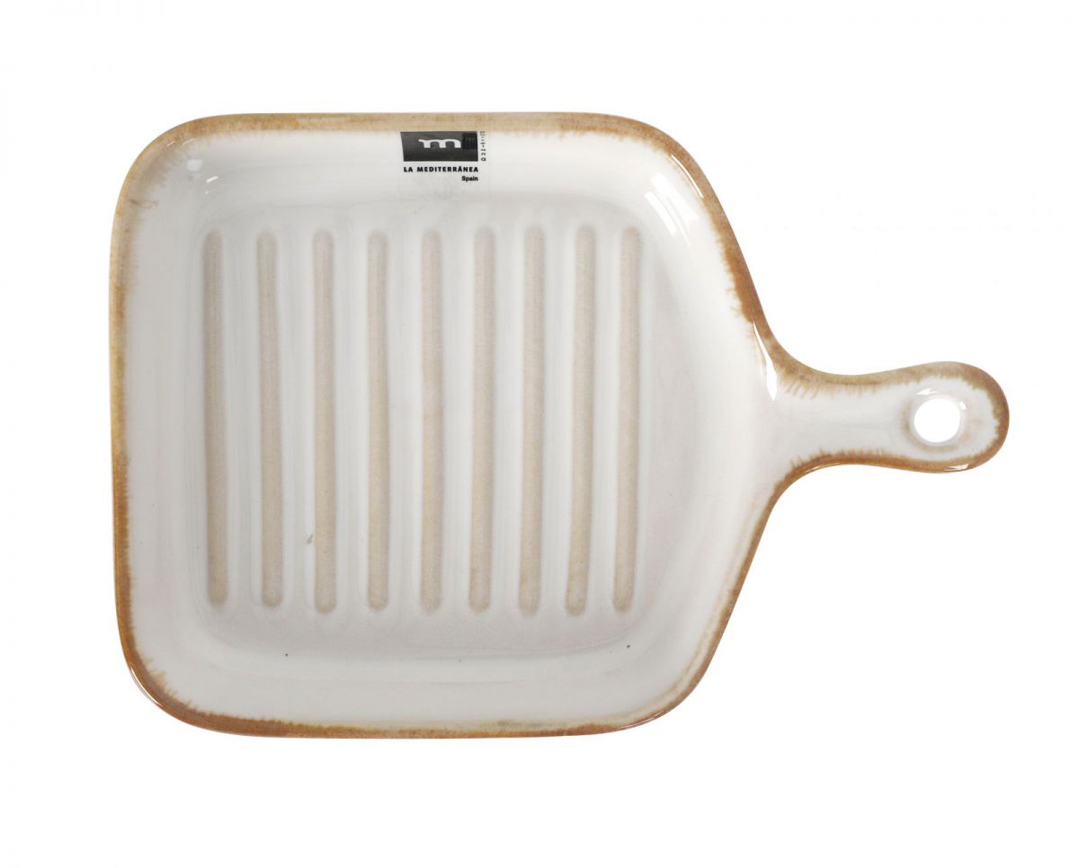 Milky Cream Square dish With Handle 21.5x15.2cm