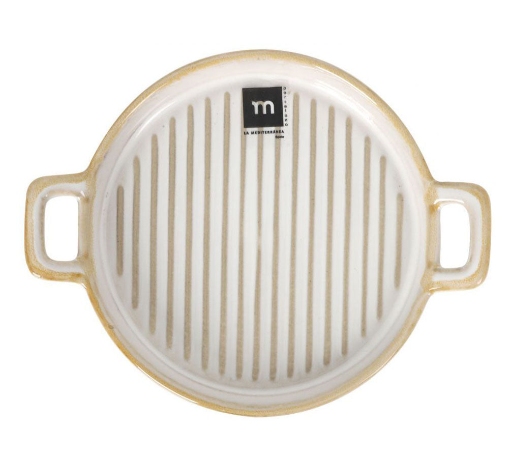 Milky Cream Round dish With Handles 20.5x16cm