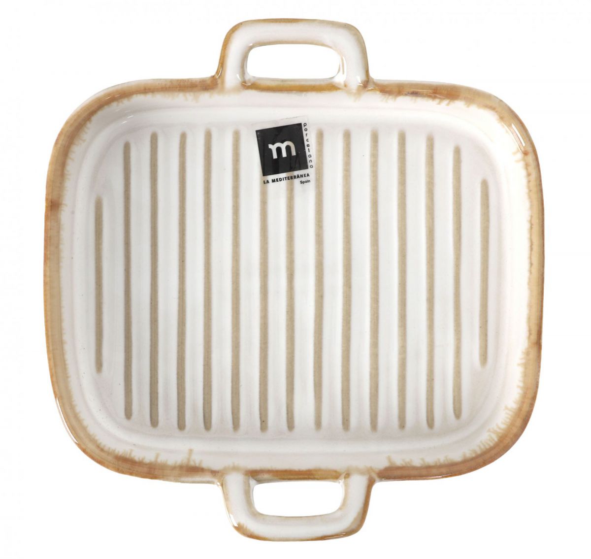 Milky Cream Rectangular Lasagna dish With Handles 19x20cm