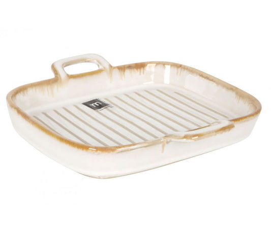 Milky Cream Rectangular Lasagna dish With Handles 19x20cm