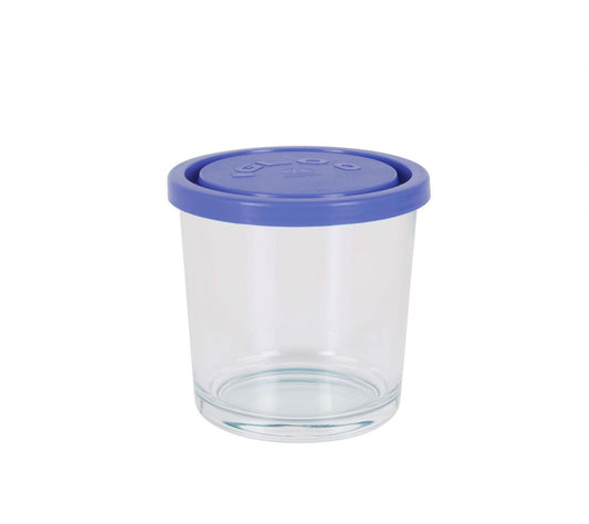 Borgonovo Igloo round Pot glass container blue Lid 500ml / 9.7x9.5cm