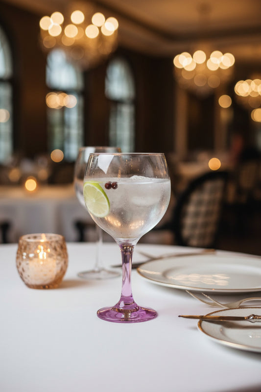 Gin and tonic cocktail balloon glasses 650ml Coloured Stem pink