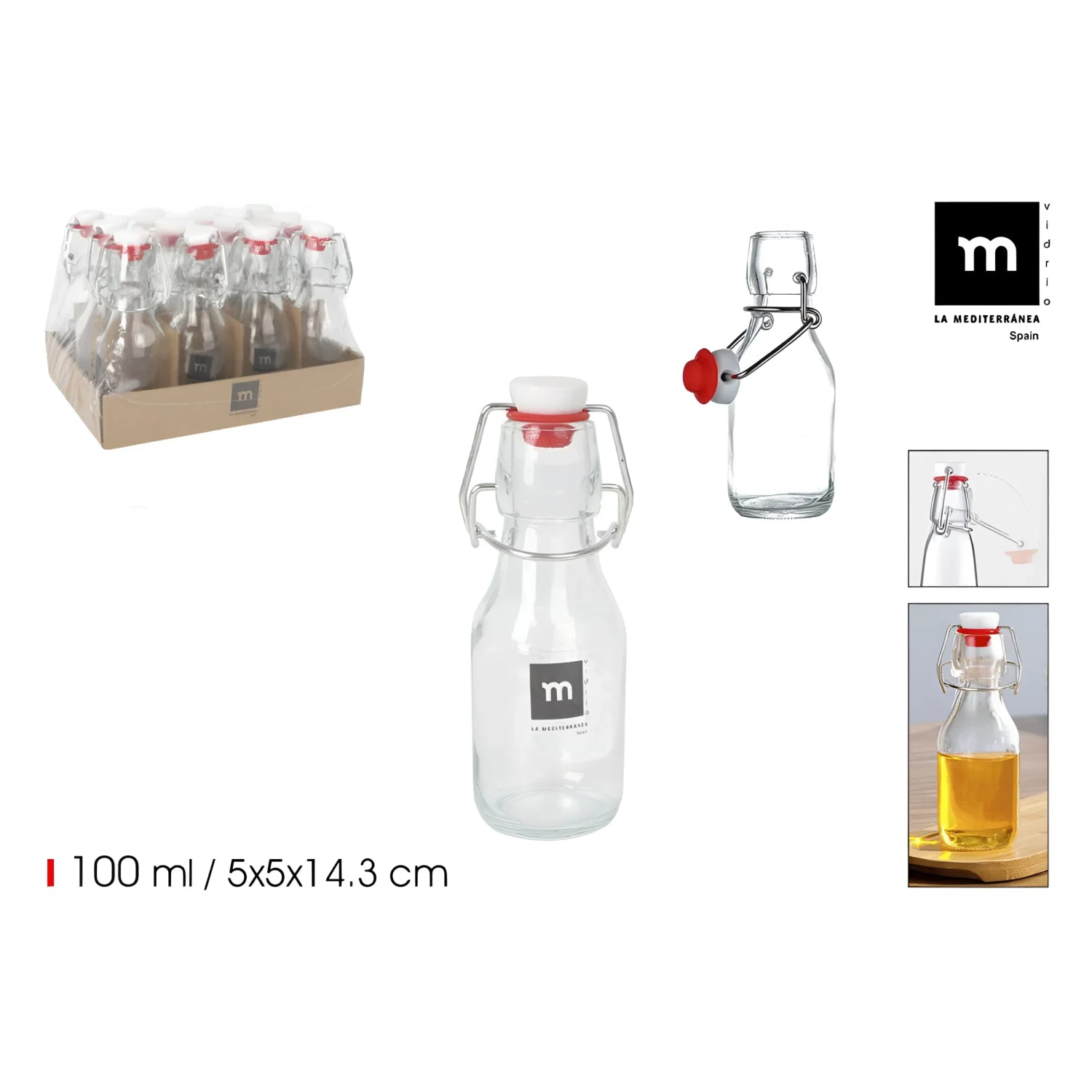 Glass Swing Flip Top Lid Bottles water wine Cider Reusable Home Eva 100ml