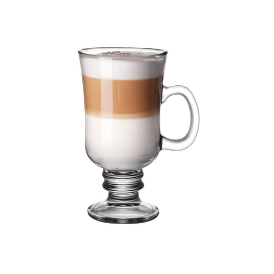 Clear 240ml Kaffa Irish coffee latte glass mug with layered drink