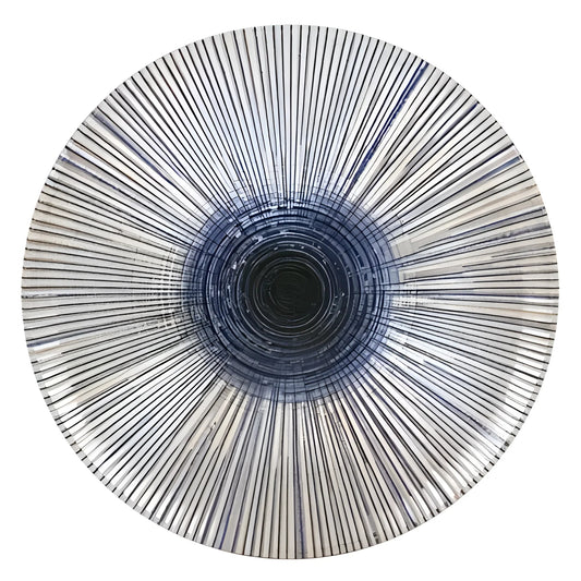 Irys 26cm dinner plate Stoneware Relief decorated Blue striped