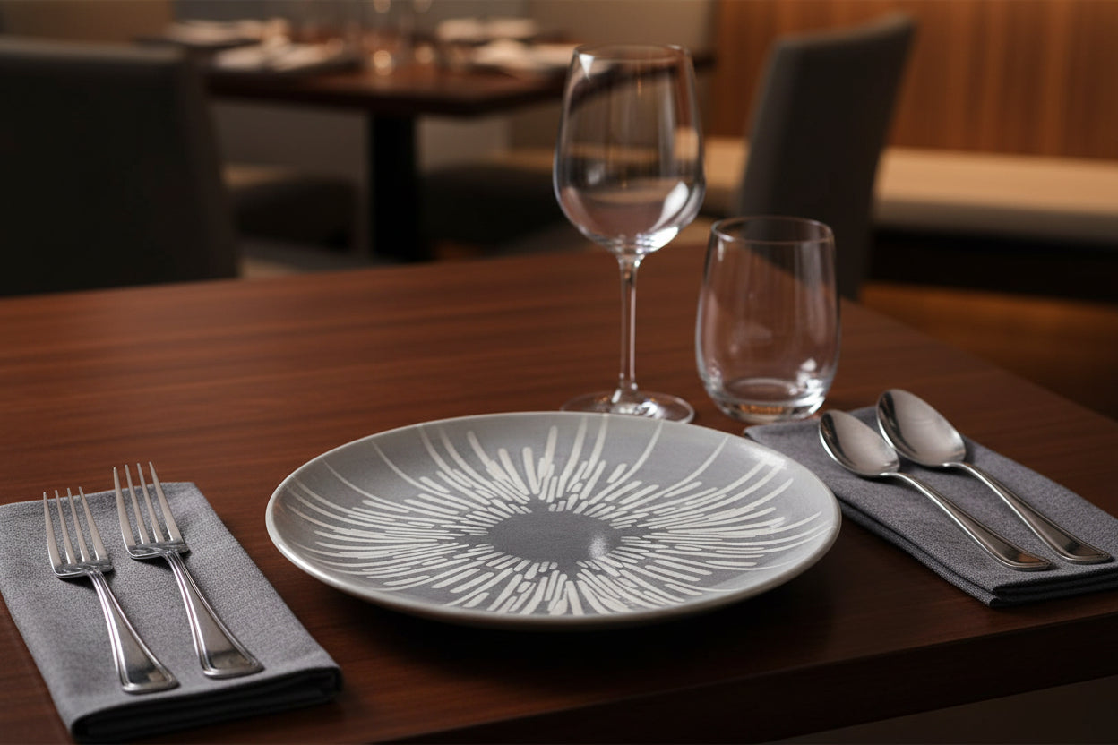 Ivar 20cm Dessert Plate Relief decoration Stoneware Grey Irys design