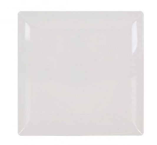 Ivory Shine square 30x30cm glossy white porcelain dinner plate