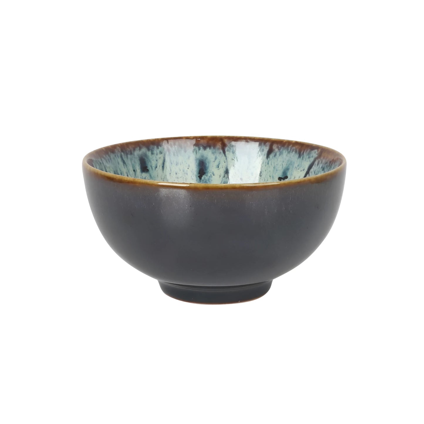 Japo Bowl 11.2x6cm Emi: dark gray ceramic with speckled blue white rim