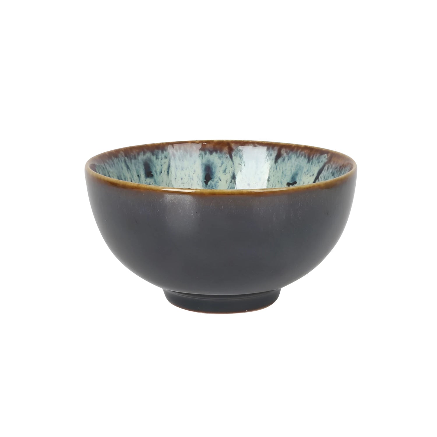Japo Bowl 11.2x6cm Emi: dark gray ceramic with speckled blue white rim