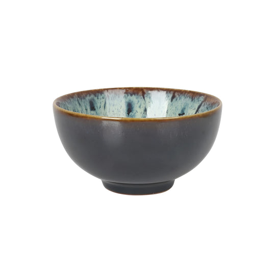 Japo Bowl 11.2x6cm Emi: dark gray ceramic with speckled blue white rim
