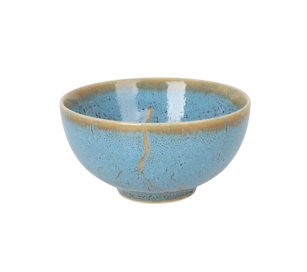 Japo Bowl 11.2x6cm Yui with speckled light blue glaze and golden rim