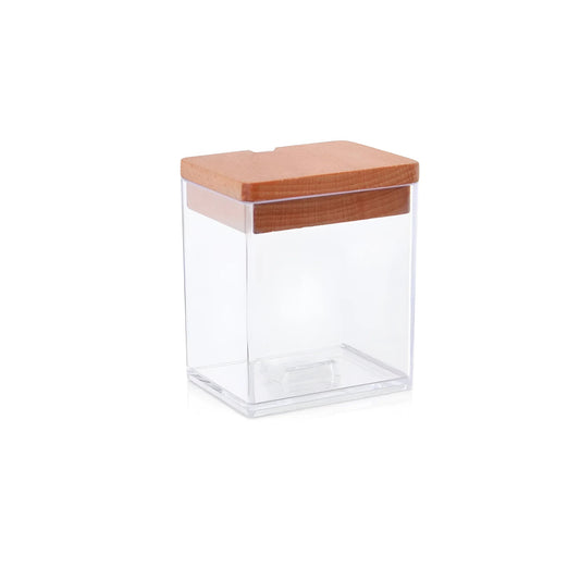 Kitchen pot 7x8.7cm coffee sugar bowl plastic + wood lid