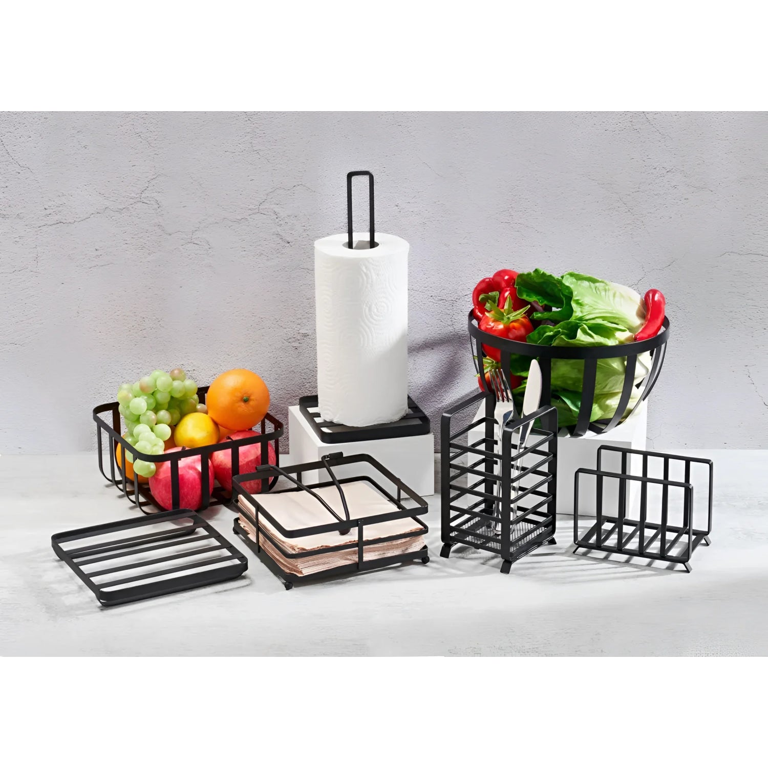 Kitchen roll paper holder Metal 14x14x32.5cm Confortime