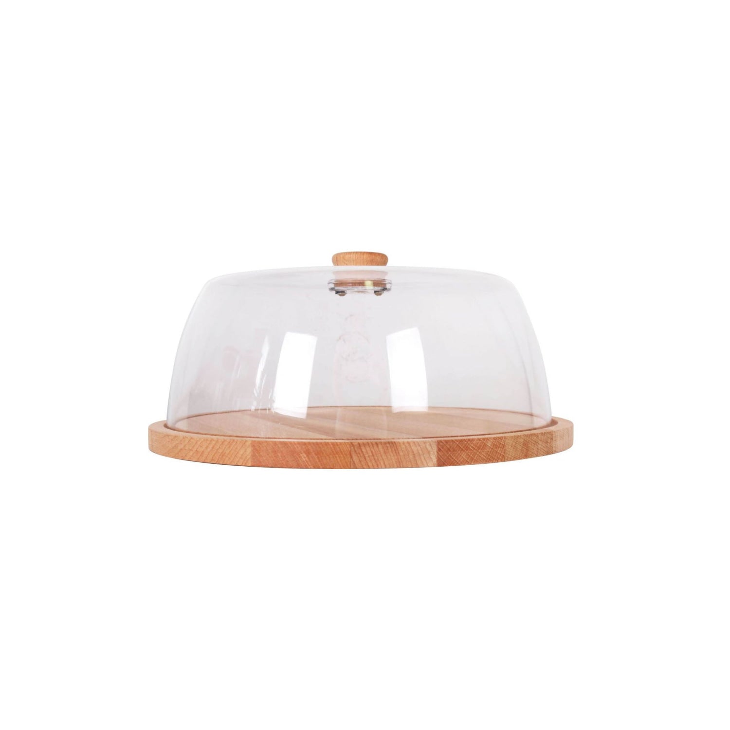 Kitchen Storage Container wood base + plastic lid cake cheese stand 29cm