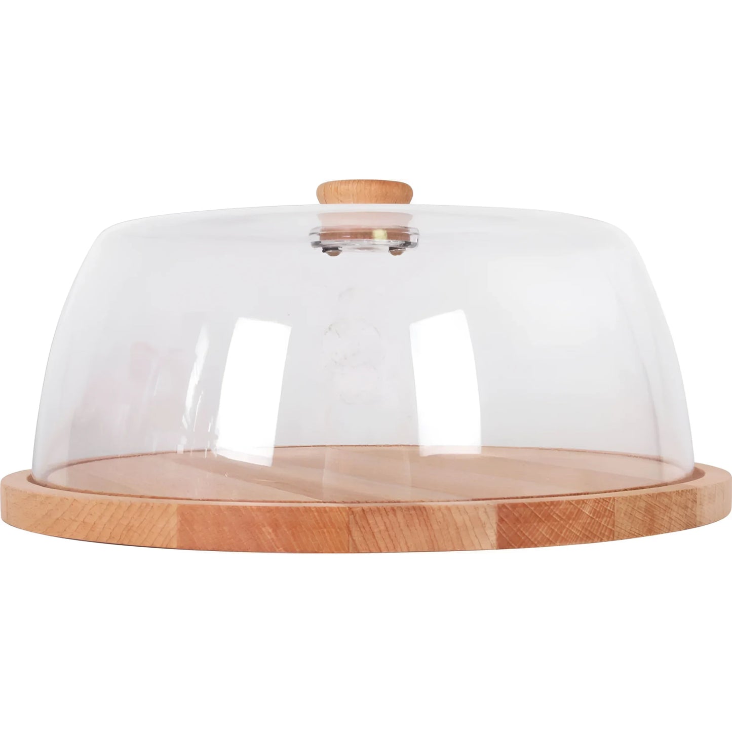 Kitchen Storage Container wood base + plastic lid cake cheese stand 29cm