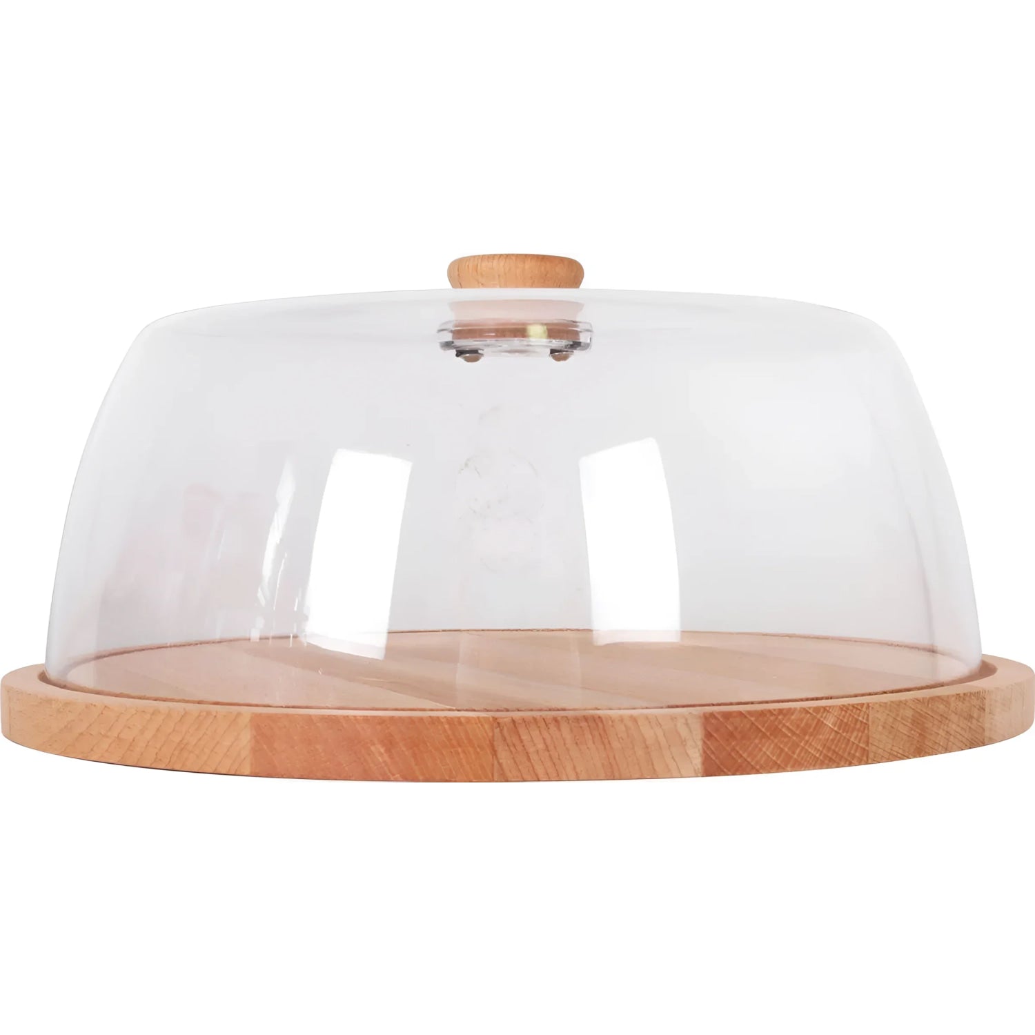 Kitchen Storage Container wood base + plastic lid cake cheese stand 29cm