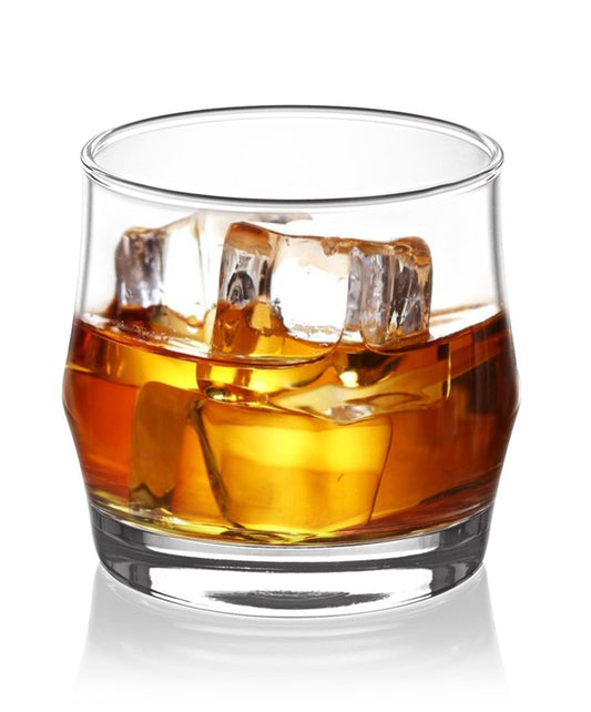 Landon Whisky cocktail glass tumbler 365ml with amber liquid and ice cubes