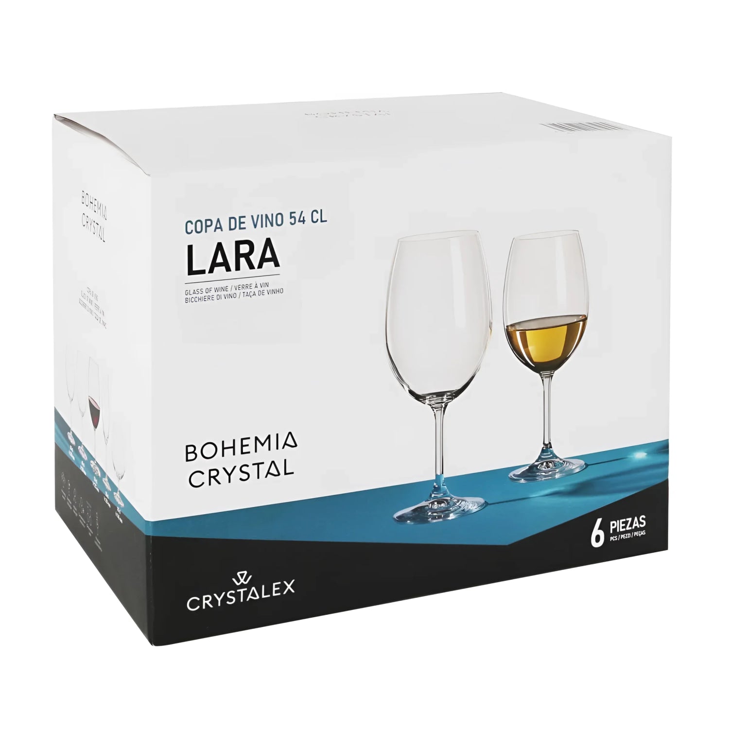 Large 540ml red white wine glasses 9.5x22.3cm Bohemia Crystal Lara
