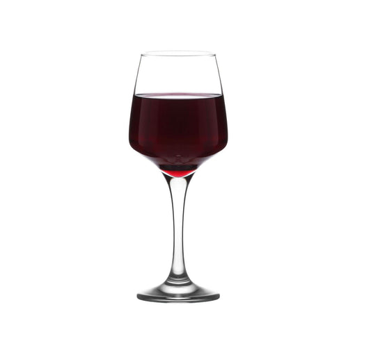Lavere Wine Glass 400ml with clear glass, long stem, and round base for red wine