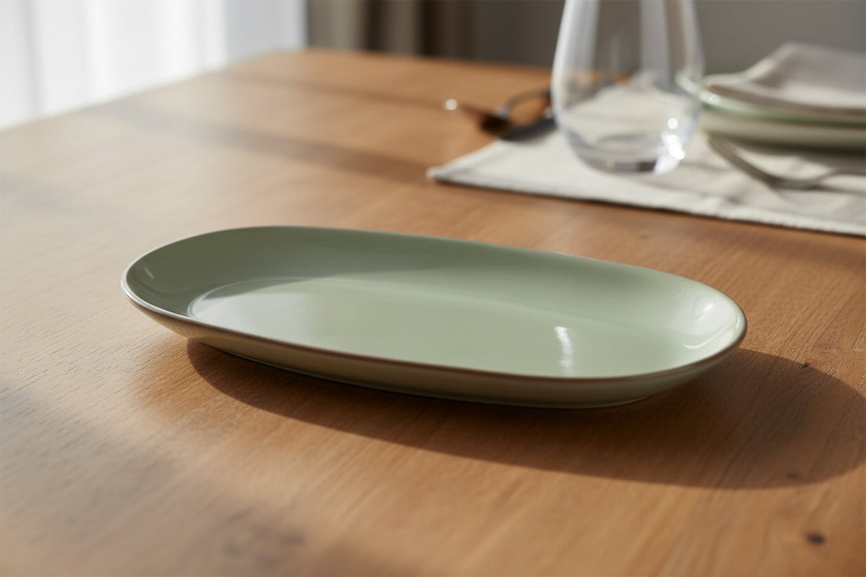 Macarella green 25x12cm Dessert plate starters tapas dish Irregular shape