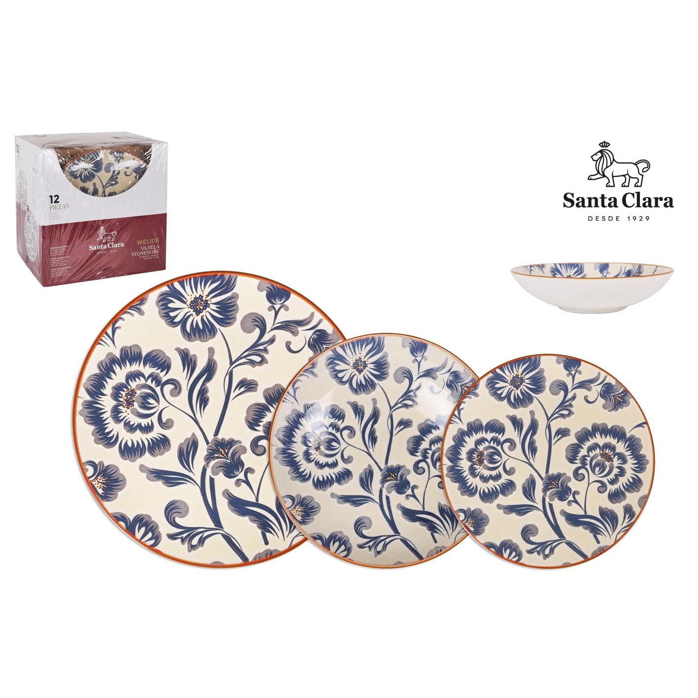 Melide 12pcs Premium Stoneware Dinner set Dinner service plates