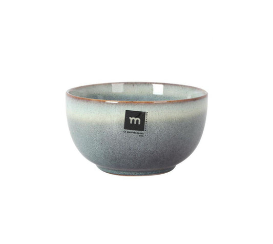 Ceramic Melow Bowl 13.5x7.7cm with blue-grey gradient glaze and brown rim
