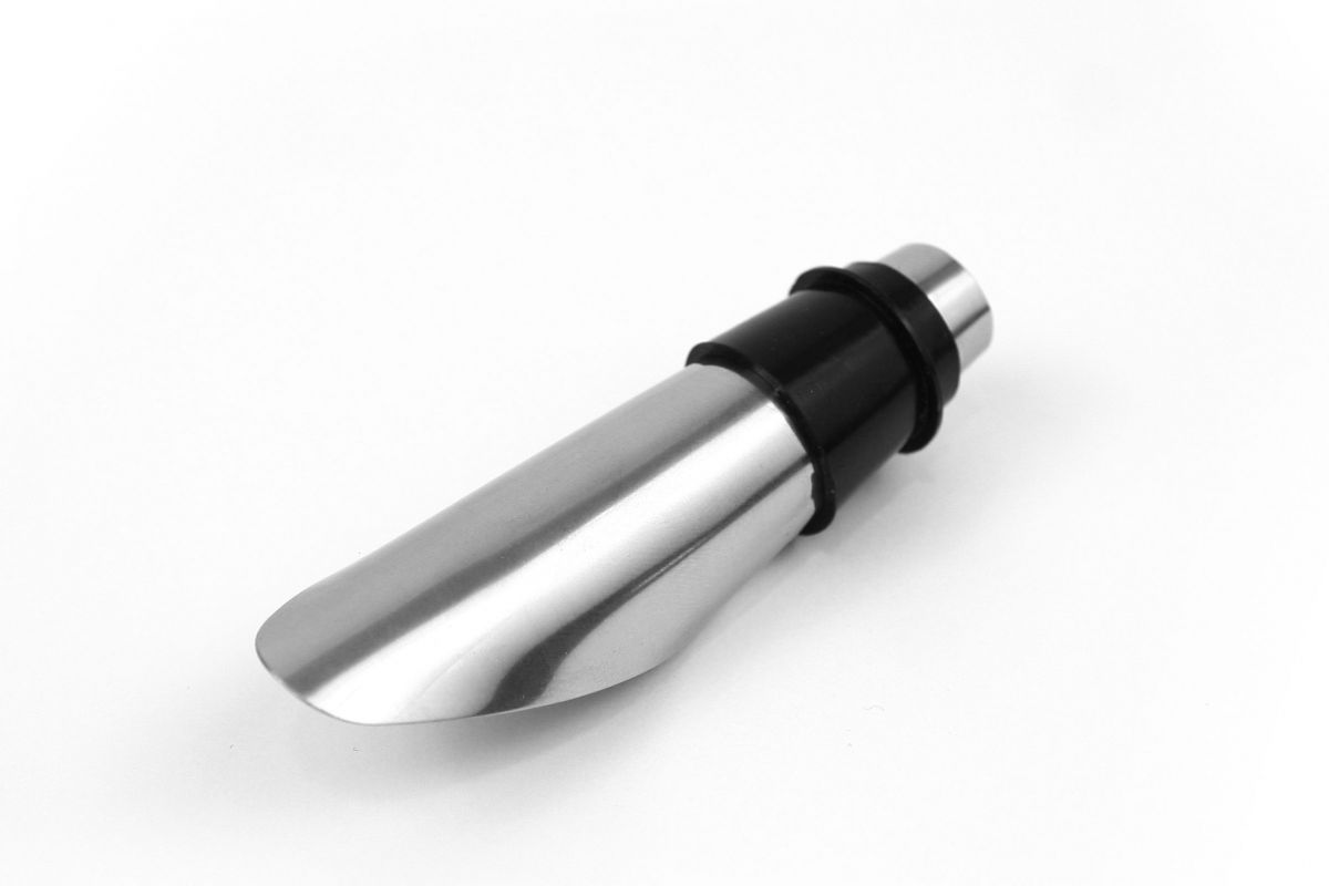 Stainless steel wine pourer with black rubber stopper for the Metal Aerator wine bottle stopper