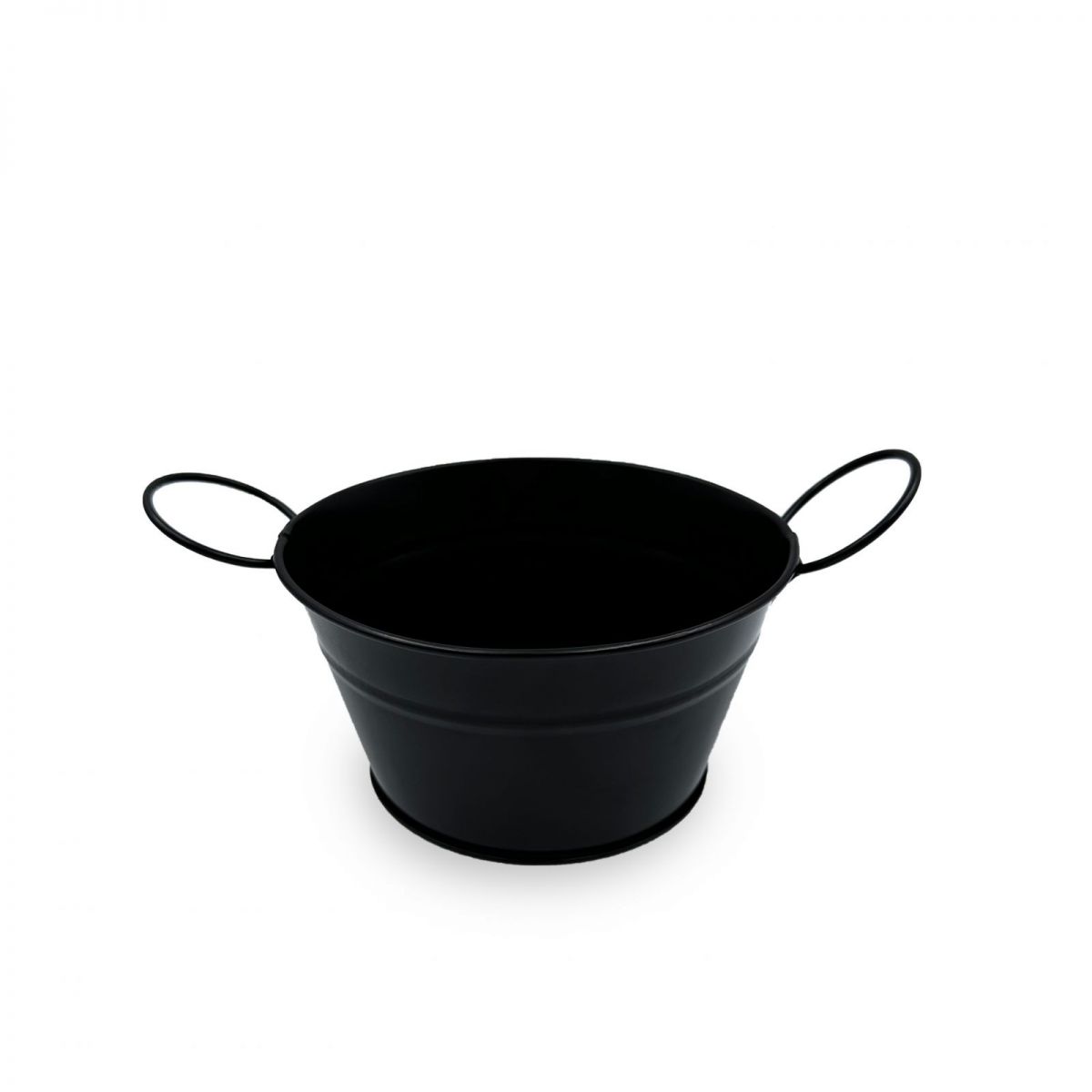 Black metal tub with two handles, 15cm, perfect for tapas dishes and storage