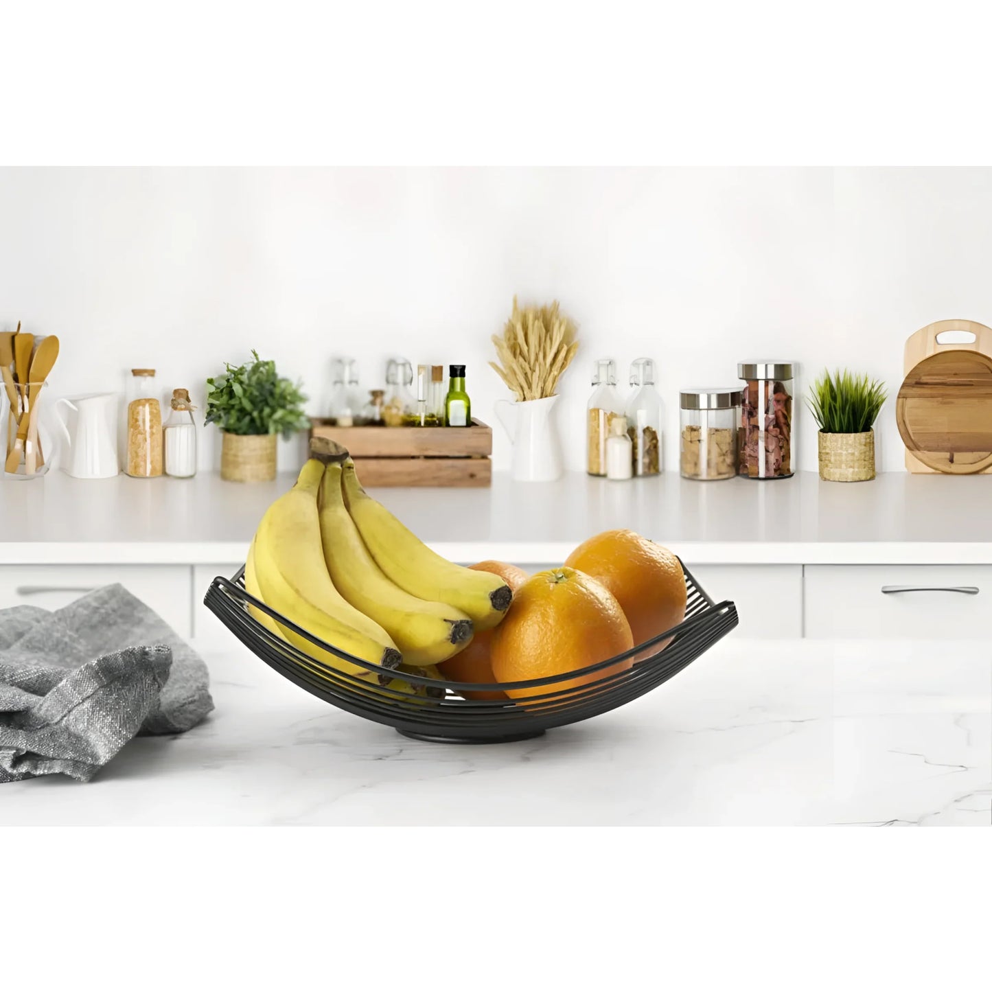 Metal fruit bowl balck Confortime 31x23x10cm