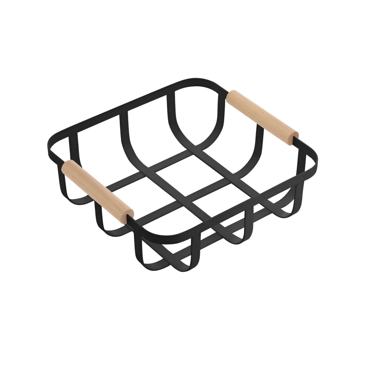 Metal Wood Storage kitchen home basket 23x23x8cm Confortime