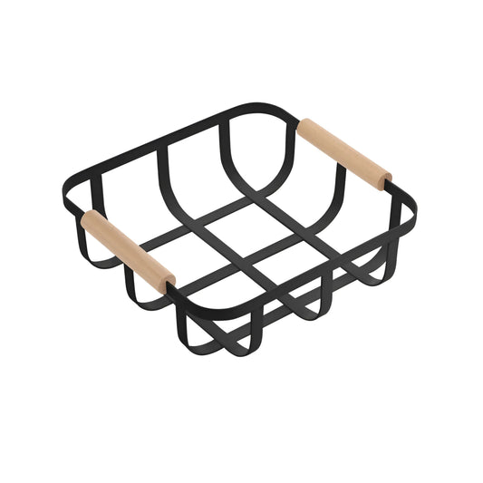 Metal Wood Storage kitchen home basket 23x23x8cm Confortime