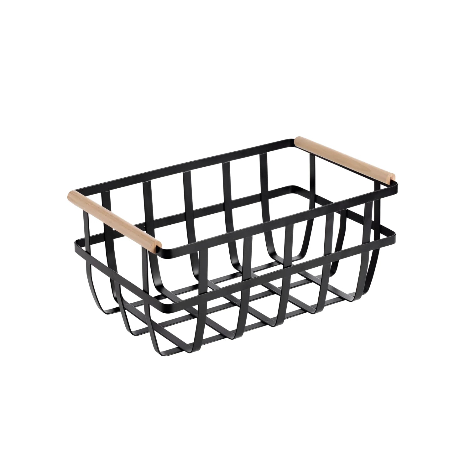 Metal Wood Storage kitchen home basket 36x22x15.5cm Confortime