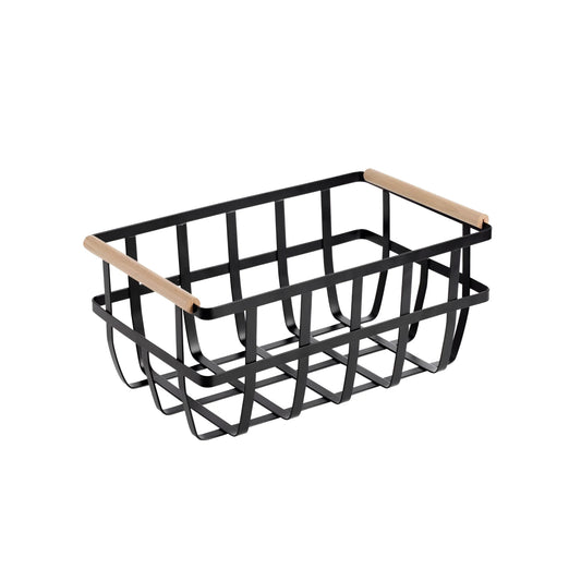 Metal Wood Storage kitchen home basket 36x22x15.5cm Confortime