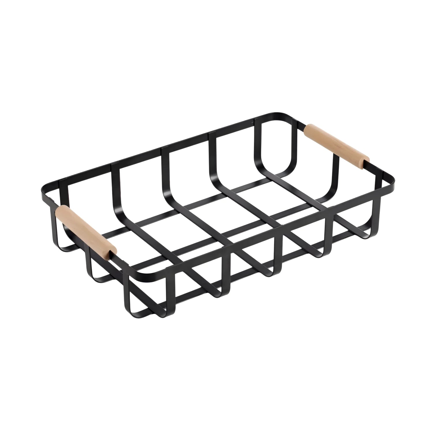 Metal Wood Storage kitchen home basket 36x24.3x8cm Confortime
