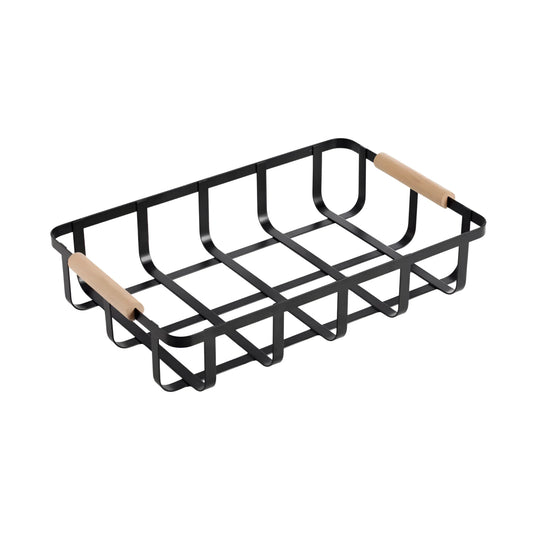Metal Wood Storage kitchen home basket 36x24.3x8cm Confortime