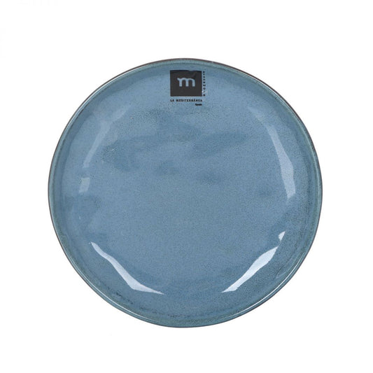 Light blue ceramic dinner plate with textured glossy surface from Morell Blue collection
