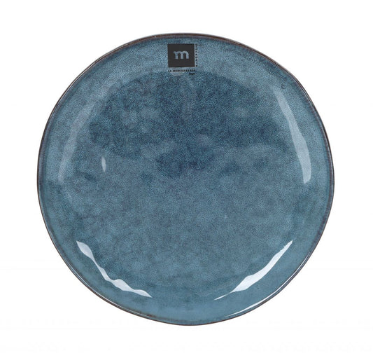 Deep blue Morell Blue 20cm Dessert Plate with speckled reactive glaze and irregular rim