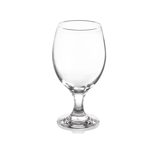 Clear Muski Beer Glass Cup with wide bowl and short stem, 400ml capacity