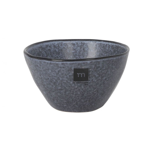 Nebula 14x8cm irregular stoneware bowl with speckled gray finish and tm logo
