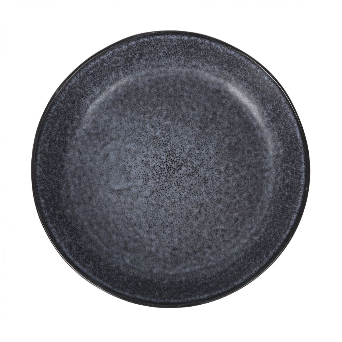 Black speckled matte Nebula stoneware bowl, 20x4cm irregular shape