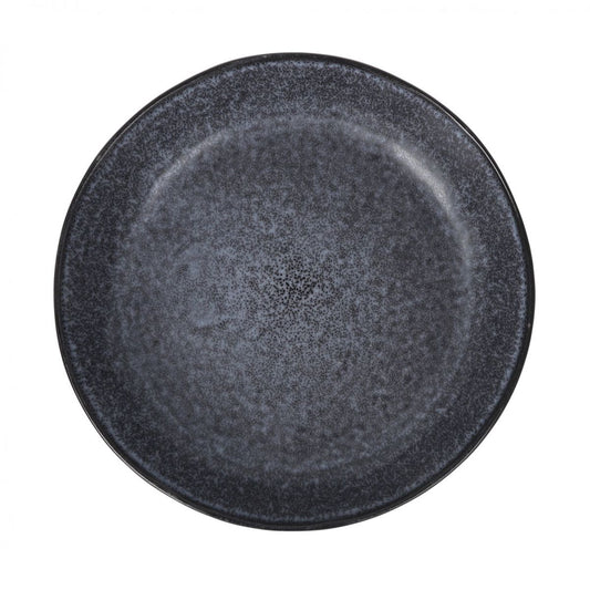 Black speckled matte Nebula stoneware bowl, 20x4cm irregular shape