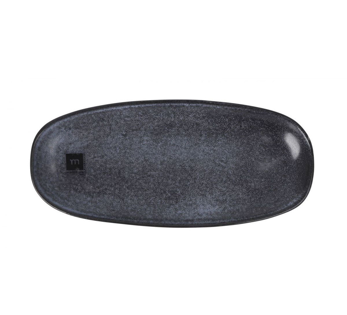 Black textured ceramic Nebula oval tapas dish tray 30x13.7cm