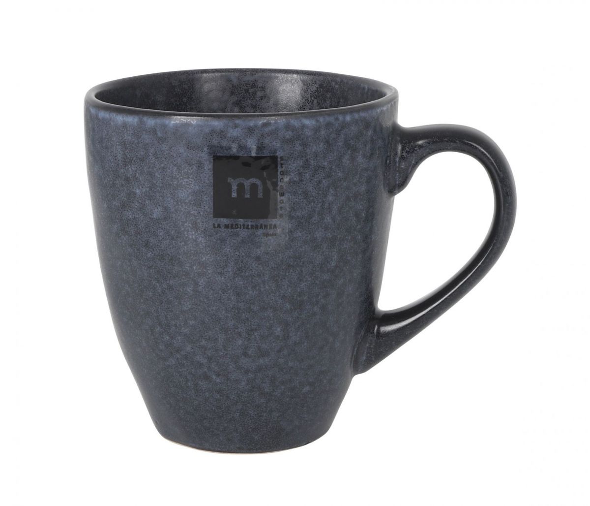 Nebula Coffee Mug 410ml: dark gray speckled stoneware with black handle
