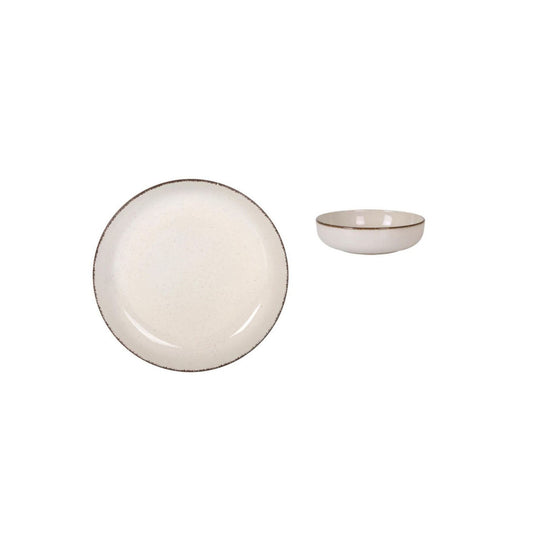 Nordic Anllo Ivory Glossy 18cm Pasta Bowl Stoneware
