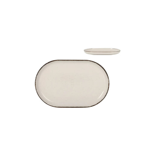 Nordic Anllo Ivory Glossy OVAL 20x13cm Dessert plate tapas plate side