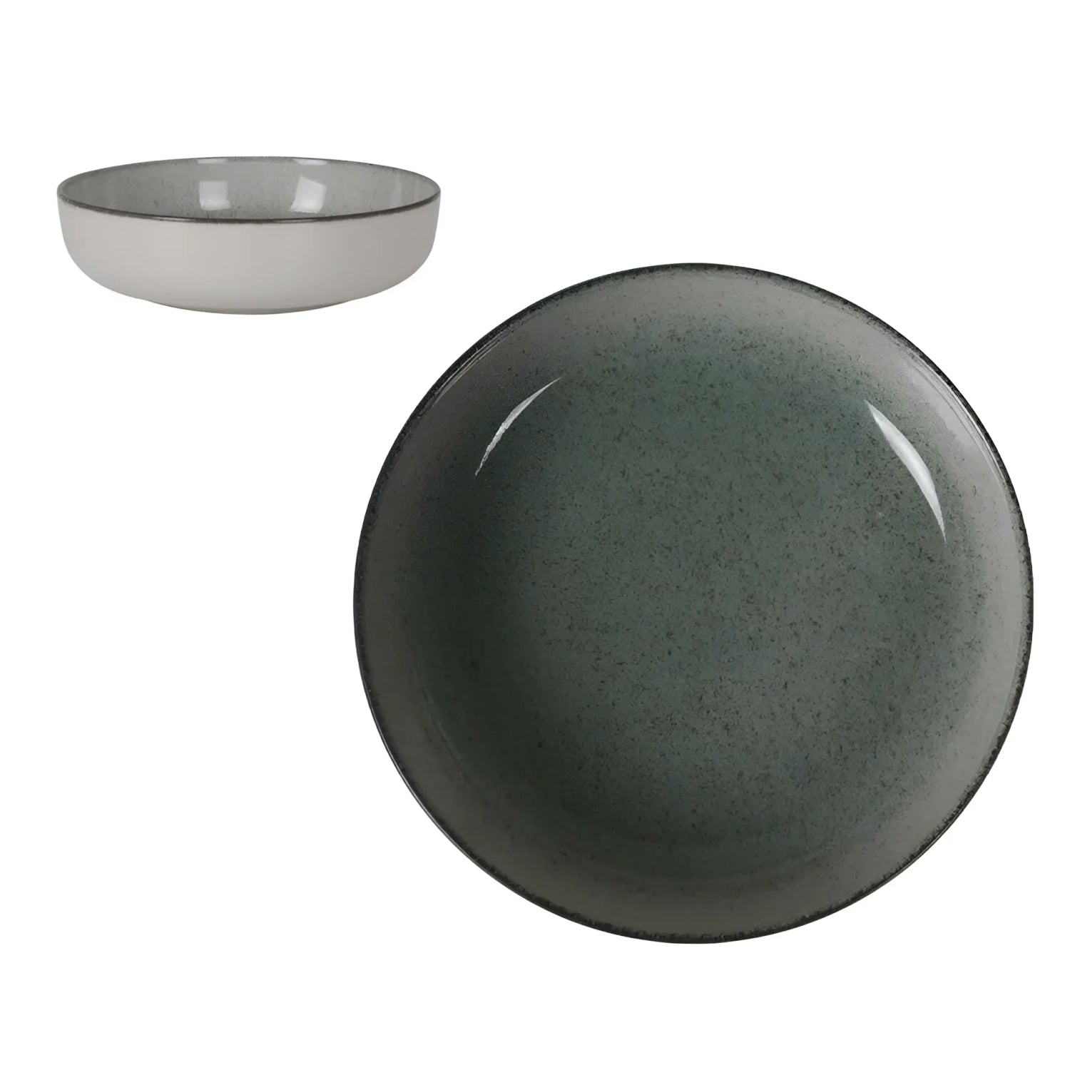 Ceramic bowls with speckled glaze from Nordic Beloi Dinner Set service in Stoneware