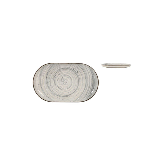 Nordic Vortex OVAL 20x13cm Dessert plate starters tapas dish Relief decoration Stoneware Grey swirl design
