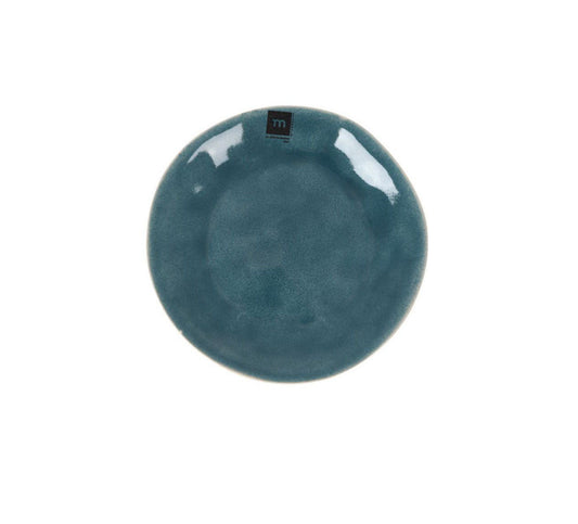 Deep teal ceramic dessert plate with glossy finish from Ocean Blue 21cm Stoneware collection
